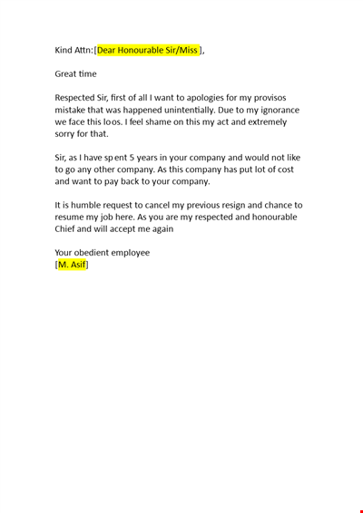 Apology Application Letter to My Boss for Rejoining