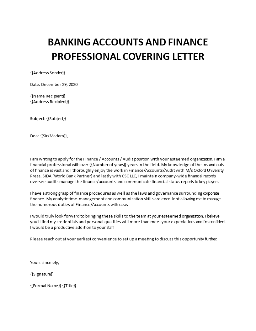 Banking Cover Letter