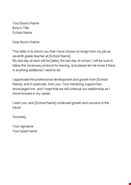 Formal Resignation Letter For Teacher