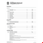 Customer Price List Template example document template