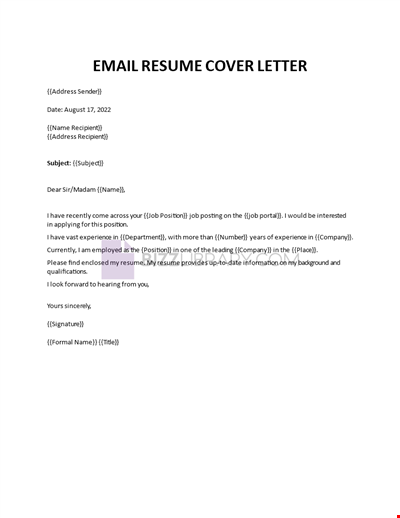 Resume Cover Letter