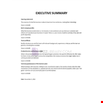 Executive Summary Sample Template example document template