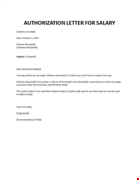 Authorization Letter To Collect Salary On Behalf