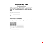 Printed Model Release Form for Children - Consent of Guardian Required example document template