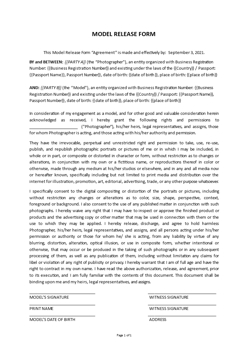 model release form