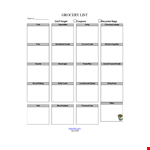 Download Our Free Grocery List Template example document template