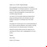 Promotion Letter for Manager - Smith | Company Regional Promotion example document template