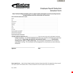 Payroll Deduction Form for Donations to the Foundation example document template