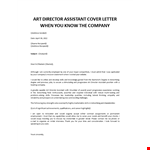 Art Director Assistant cover letter example document template