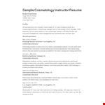 Cosmetology Instructor Resume example document template