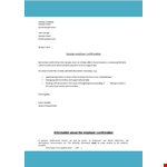 Confirmation Of Employment Letter example document template