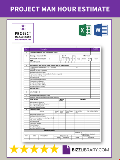 Man Hour Estimate Template