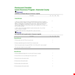 Free Restaurant Checklist Template for Efficient Business Operations and Water Measures example document template