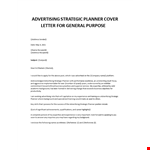Advertising Strategic Planner Cover letter  example document template