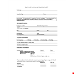 Payroll Information Sheet example document template 