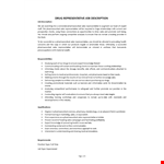 Drug Representative Job Description example document template