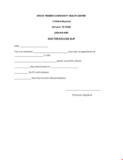 Get Your Doctor's Office Excuse Note - Easy Return Process & Valid Excuses at Cross Timbers!