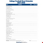 Printable College Football Bowl Schedule example document template