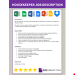 Housekeeper Job Description example document template