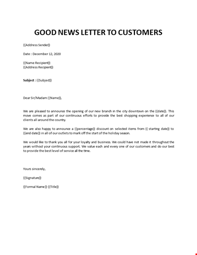 Good news letter example