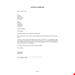 Letter of Character Template example document template 