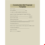 Construction Bid Proposal Template example document template
