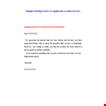 Sample Rejection Letter for Position Applicants - Closing | Letters example document template