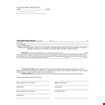 Printable Quit Claim Deed Template for Party Signatures example document template