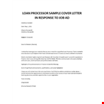 Loan Processor sample cover letter example document template