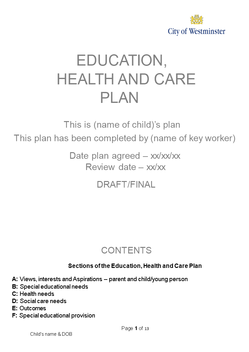 Education Health Care Plan Template For Child Section Provision education-health-care-plan-template-for-child-section-provision