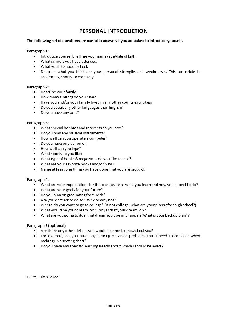 introduction about yourself Main Image introduction about yourself template