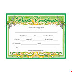 Editable Birth Certificate Template example document template