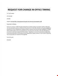 Request for change in office timing notification