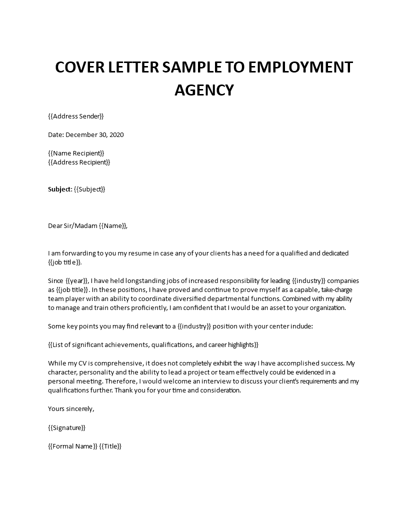 letter to potential employer
