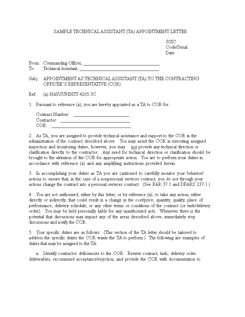 Technical Assistant Appointment Letter In Doc appointment-letter-for-company-director-formal-executive-appointment