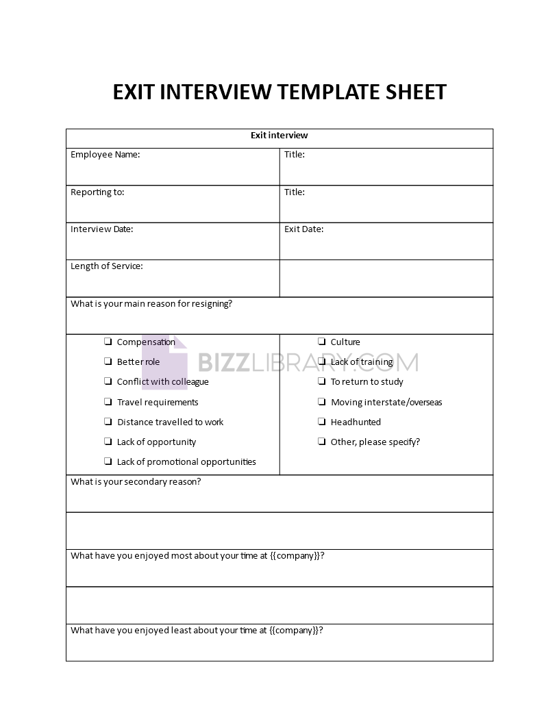 exit interview sheet