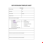 Exit Interview Sheet example document template