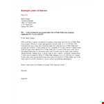 Letter of Interest Example for Water Permit | Walla example document template