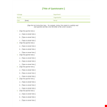 Create Effective Questionnaires: Top Questionnaire Template & Answer Guide example document template