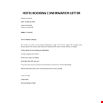 Hotel booking confirmation letter example document template