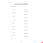 Multiplying Fractions Worksheets example document template