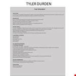 Fuel attendant position resume example document template