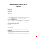 Employee Final Warning Letter Template example document template