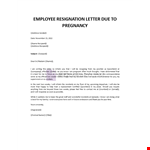 Employee Resignation Letter Due to Pregnancy example document template