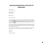 Employee Resignation Letter Due to Pregnancy example document template 
