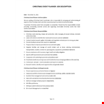 Christmas Event Planner Job Description example document template