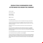Production Coordinator Cover Letter  example document template