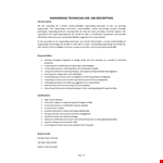 Engineering Technician Job Description example document template