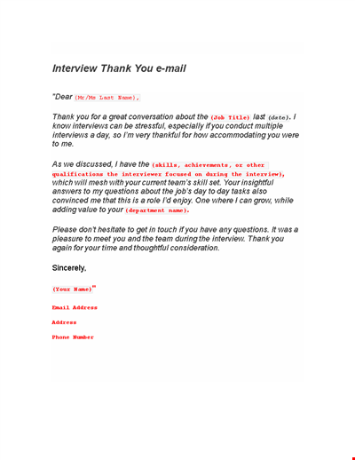 Thank You Email After Interview Template - Interview Follow-up Mail