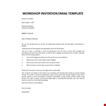 Workshop Invitation Email example document template 